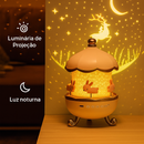 Luminária Projetora Infantil - Decoração Encantadora com Projeção 3D e Caixa de Música Bluetooth