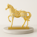 Estátua Decorativa Luxo Cavalo Dourado