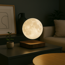 Luminária Lua Flutuante com Base Magnética em Madeira