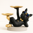 Estátua Decorativa Bulldog com Bandejas