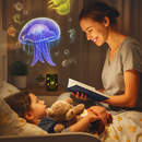 Luminária Projetora Infantil - Decoração Encantadora com Projeção 3D e Caixa de Música Bluetooth