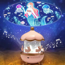 Luminária Projetora Infantil - Decoração Encantadora com Projeção 3D e Caixa de Música Bluetooth