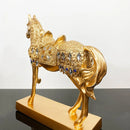 Estátua Decorativa Luxo Cavalo Dourado