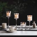 Kit 3 Castiçais de Vidro Elegantes – Sofisticação em Cada Detalhe