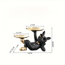 Estátua Decorativa Bulldog com Bandejas
