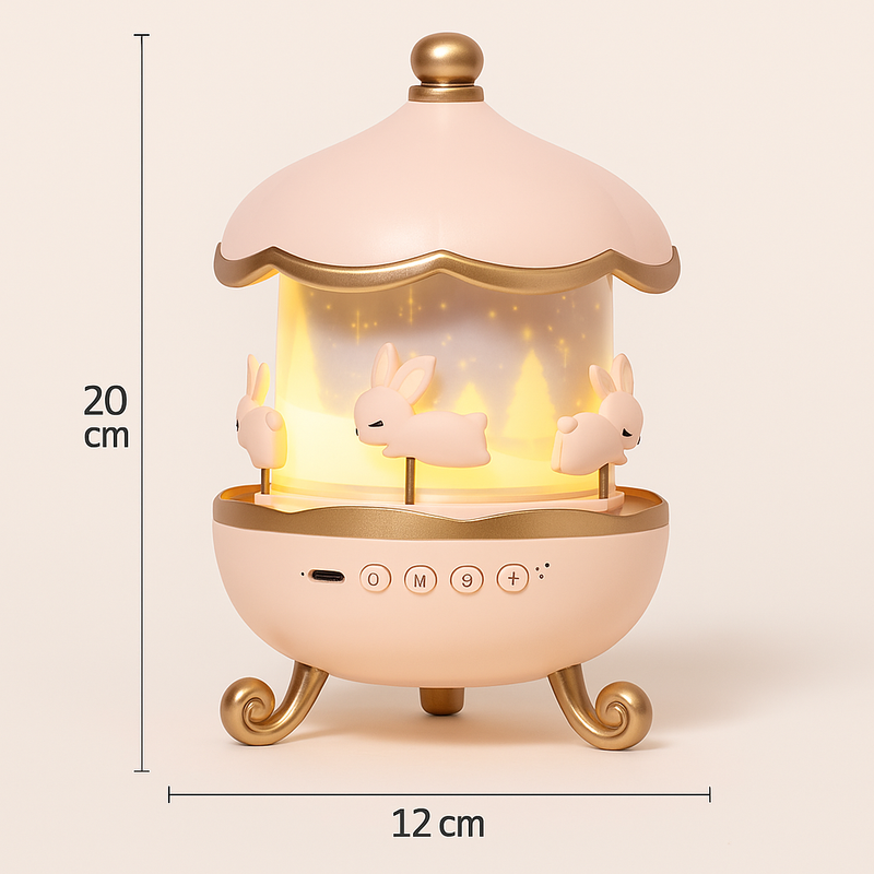 Luminária Projetora Infantil - Decoração Encantadora com Projeção 3D e Caixa de Música Bluetooth