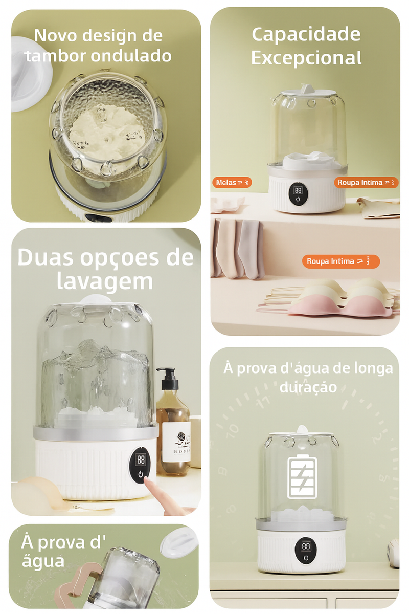 Mini Máquina de Lavar Sem Fio Portátil