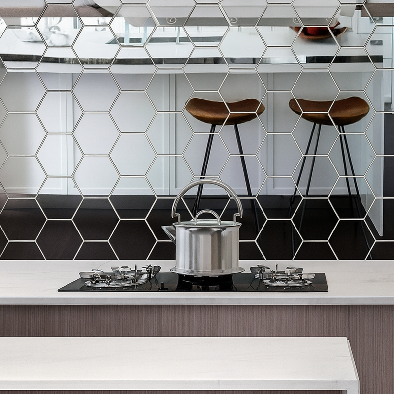 Adesivo de Parede Espelho Hexagonal 3D