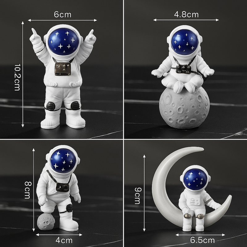 Kit com 4 Estátuas Astronautas Decorativos