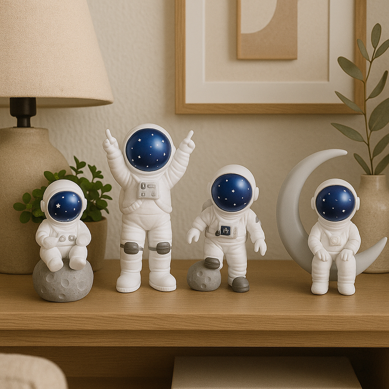 Kit com 4 Estátuas Astronautas Decorativos