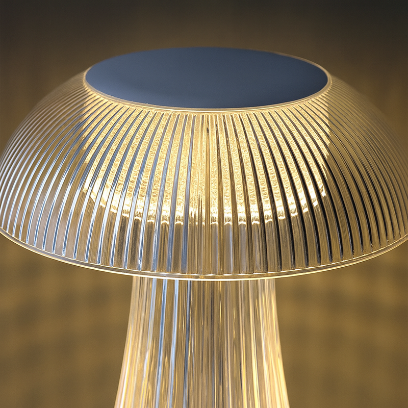 Luminária de Cristal Cogumelo LED – Toque Minimalista