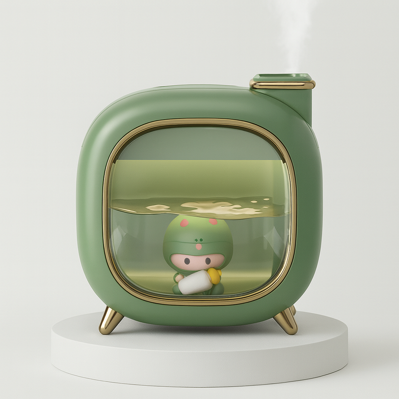 Umidificador Portátil 500ML com Bicos Duplos e Luz Ambiente