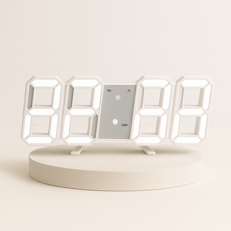 Relógio Digital 3D LED – Moderno, Multifuncional e Sofisticado