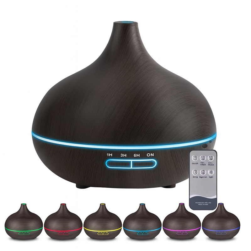 Difusor de Aroma USB 550ml com Luz LED e Controle Remoto
