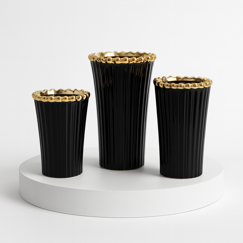 Vaso de Cerâmica Galvanizado com Coroa – Design Moderno e Sofisticado