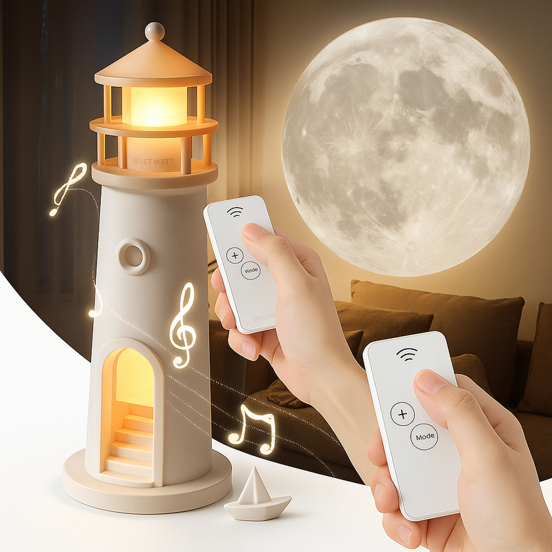 Farol de Projeção de Lua LED com Alto-Falante Bluetooth