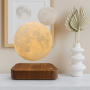 Luminária Lua Flutuante com Base Magnética em Madeira