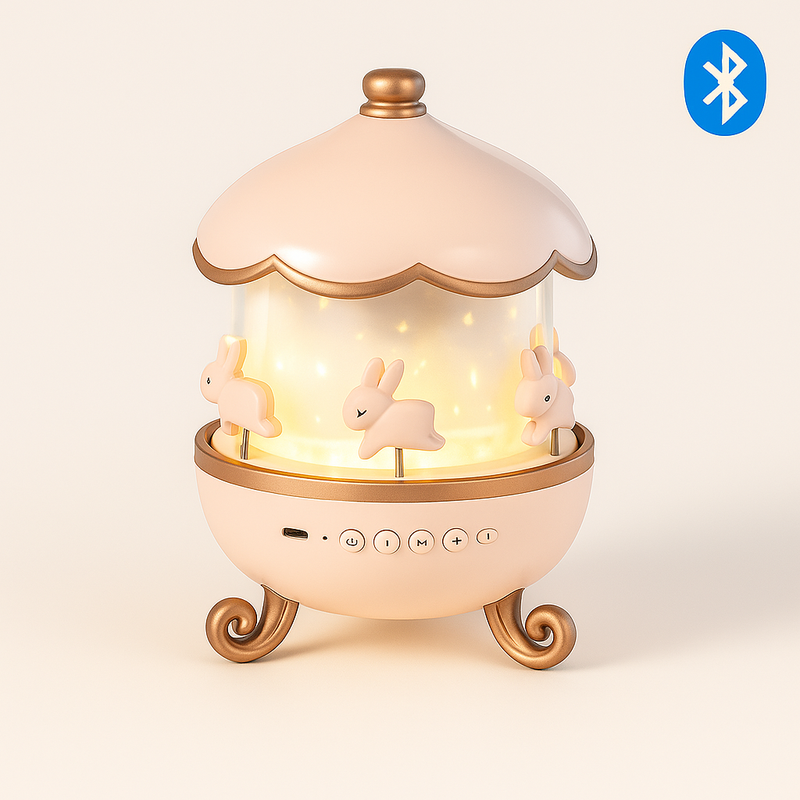 Luminária Projetora Infantil - Decoração Encantadora com Projeção 3D e Caixa de Música Bluetooth