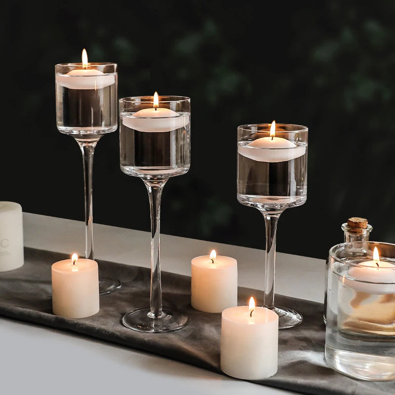 Kit 3 Castiçais de Vidro Elegantes – Sofisticação em Cada Detalhe