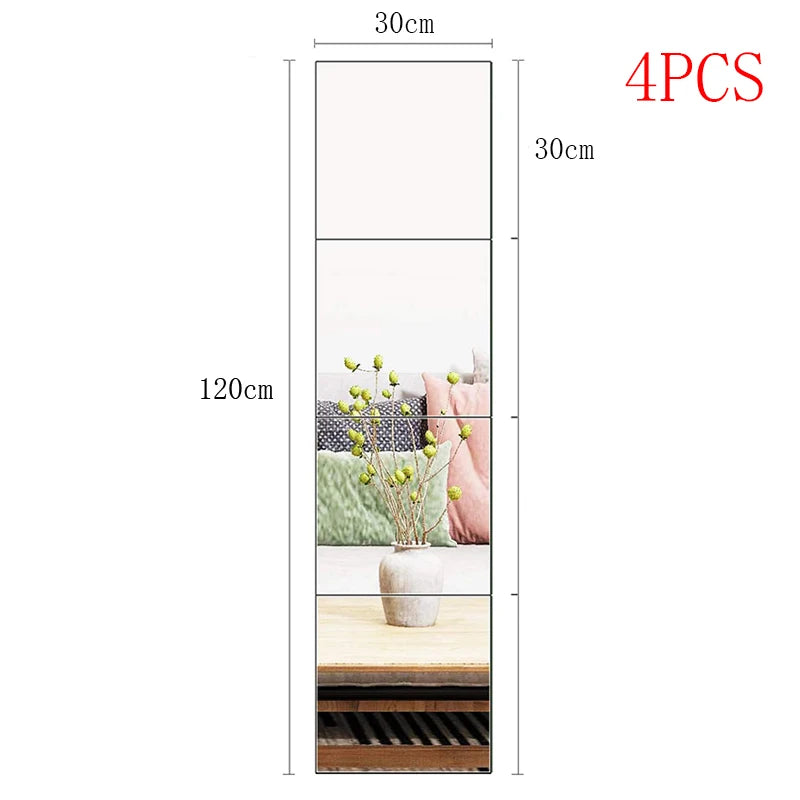 Kit 4 Espelhos Adesivos 3D em Acrílico – 30×30cm