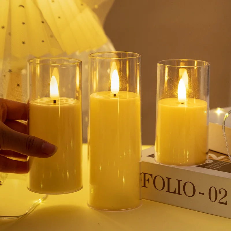 Kit 3 Velas LED Acrílicas Sem Chama – Ilumine com Charme e Segurança