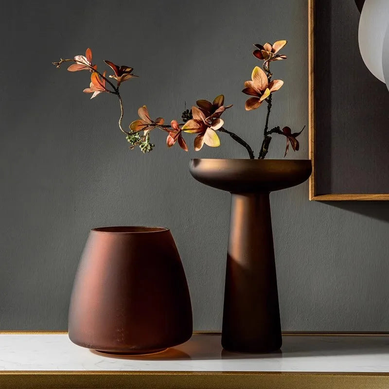 Vaso de Vidro Fosco Luxo Nórdico – Decoração Sofisticada