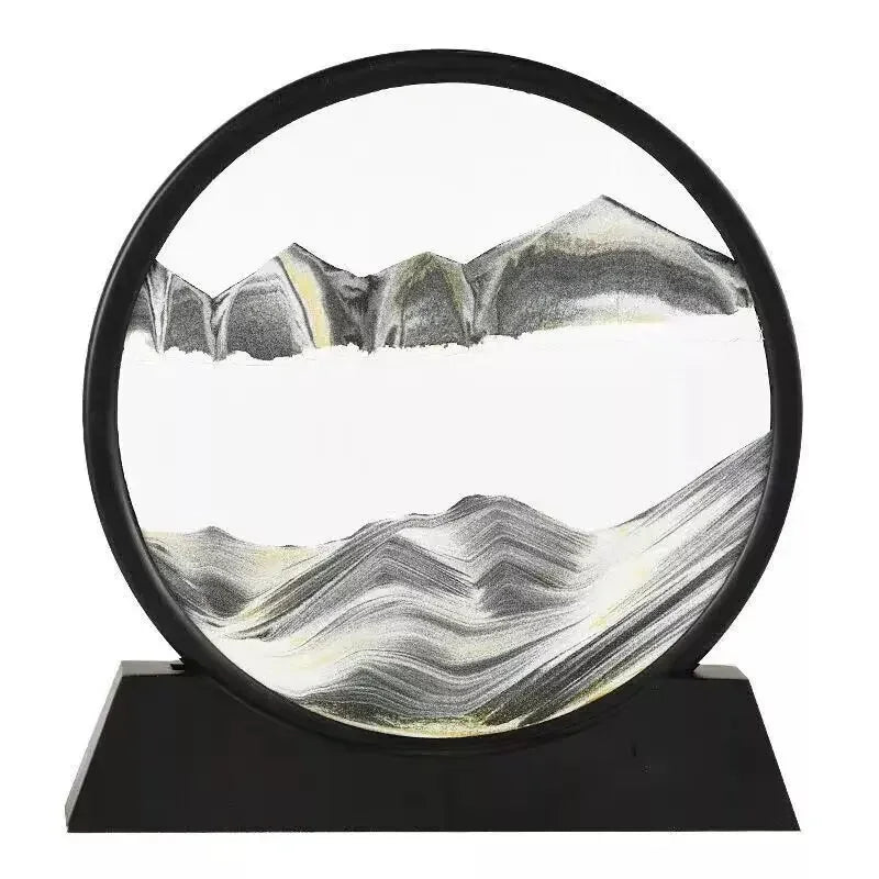 Quadro de Areia em Movimento 3D – Vidro Redondo