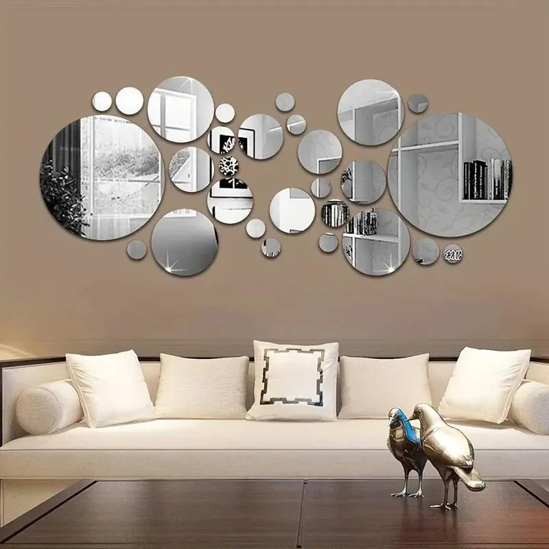 Espelhos Decorativos 3D Adesivos – Kit com 32 Peças