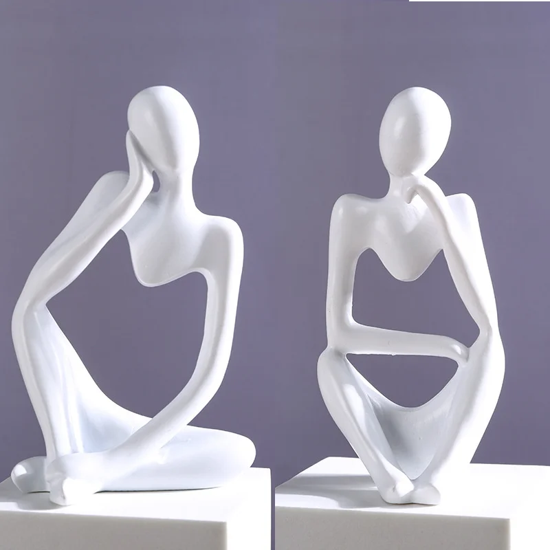 Conjunto de Estátuas Abstratas “O Pensador” – Kit com 2 Peças