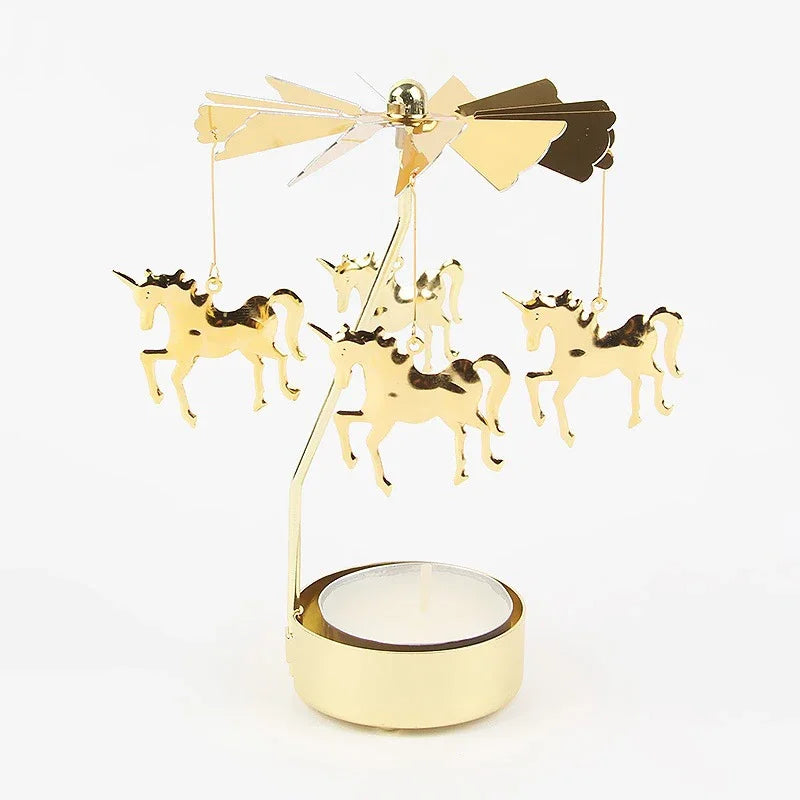 Castiçal Giratório Dourado – Encanto e Movimento na Sua Decoração