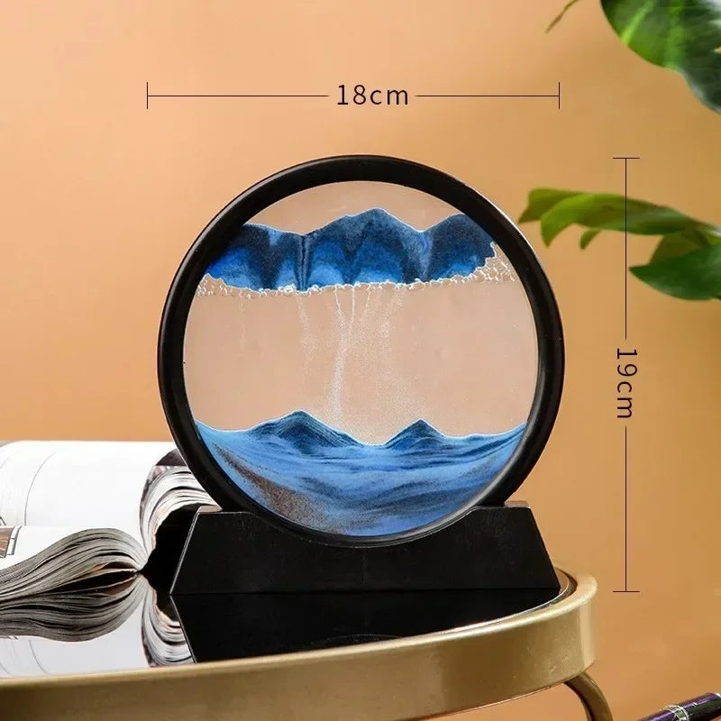 Quadro de Areia em Movimento 3D – Vidro Redondo