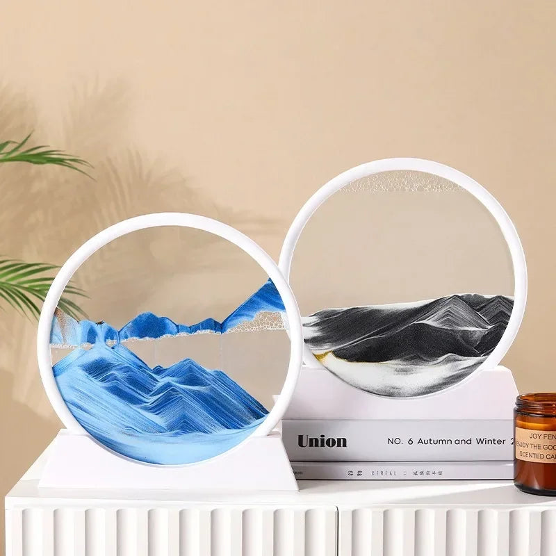 Quadro de Areia em Movimento 3D – Vidro Redondo