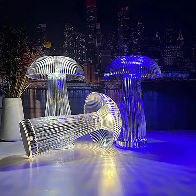 Luminária de Cristal Cogumelo LED – Toque Minimalista
