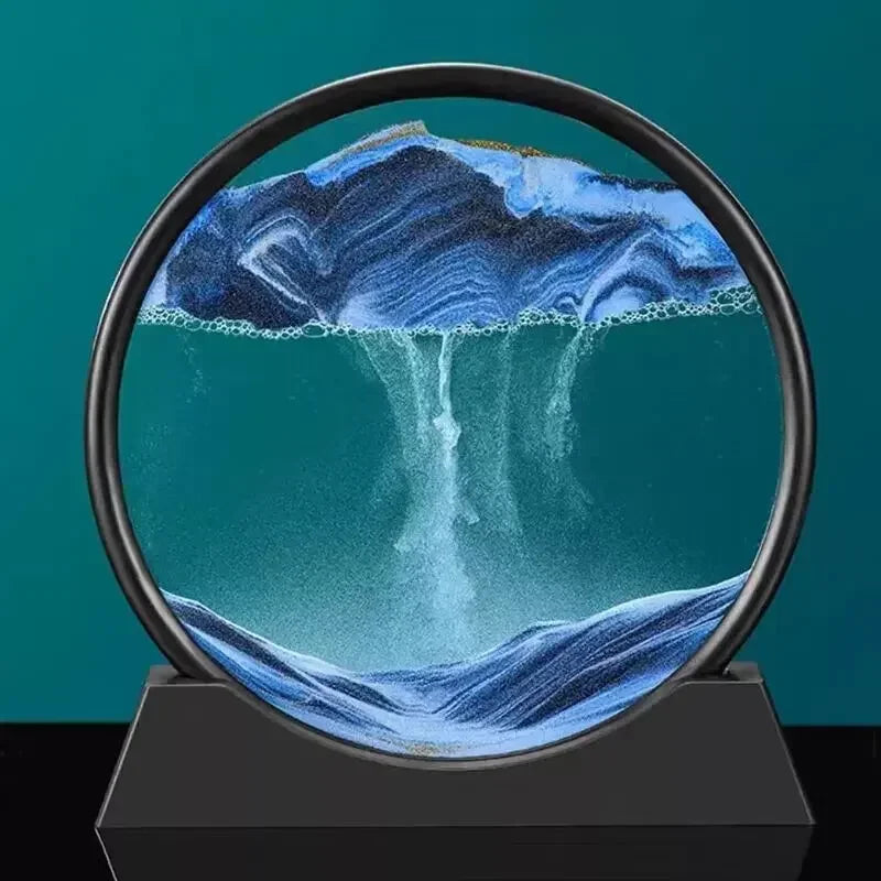 Quadro de Areia em Movimento 3D – Vidro Redondo