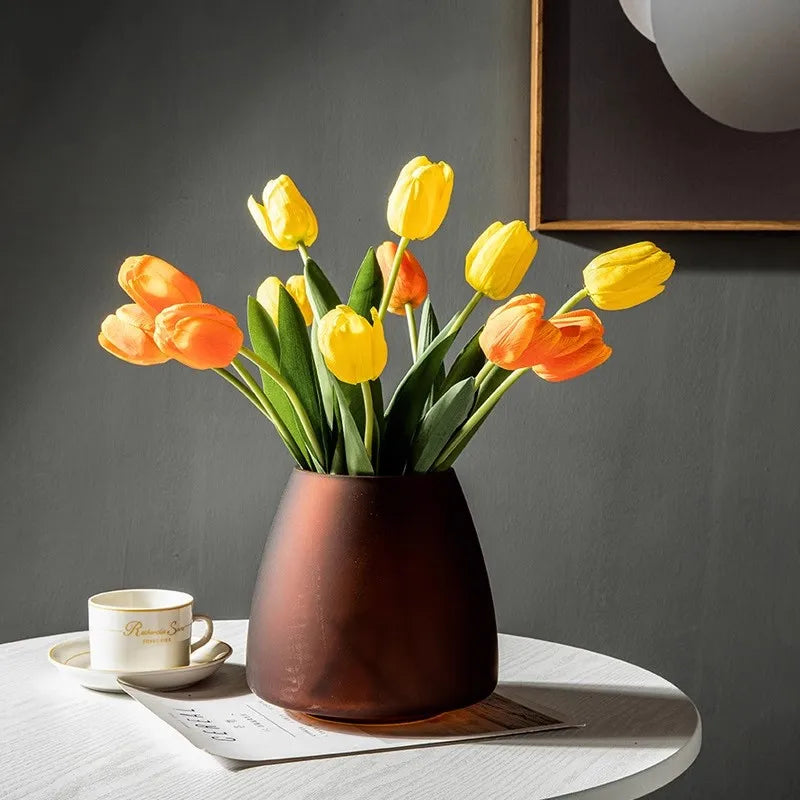 Vaso de Vidro Fosco Luxo Nórdico – Decoração Sofisticada