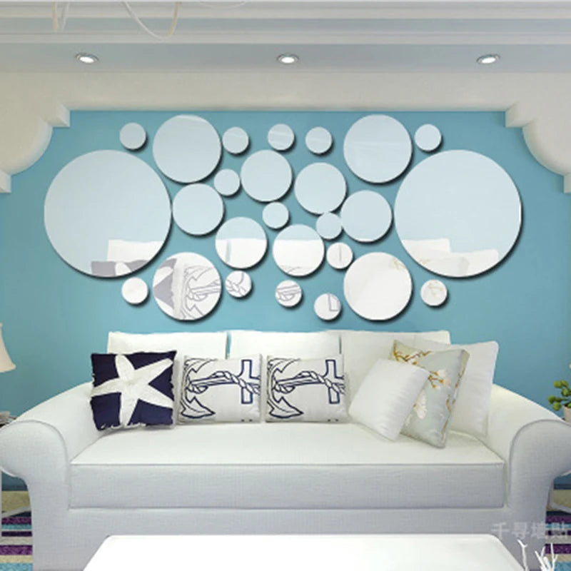 Espelhos Decorativos 3D Adesivos – Kit com 32 Peças
