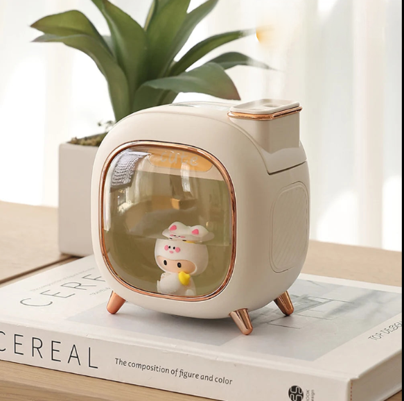 Umidificador Portátil 500ML com Bicos Duplos e Luz Ambiente