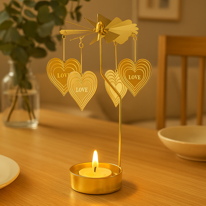 Castiçal Giratório Dourado – Encanto e Movimento na Sua Decoração